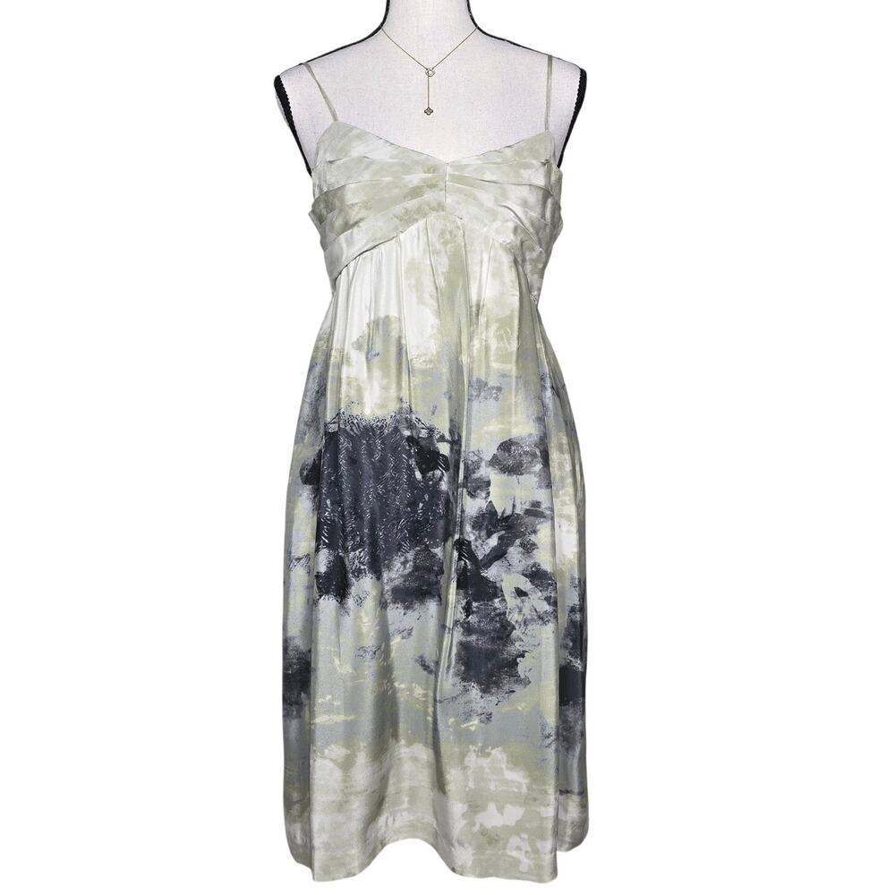 Anthropologie Fei Silk Mini Dress Sz 6 Abstract Print Slip Babydoll Fairy Grunge